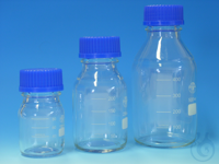 8Artículos como: Reagent bottles with thread and scale, borosilicate glass 3.3, with blue...